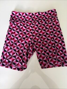 No Boundaries Pink and Black Geometric Bike Shorts
